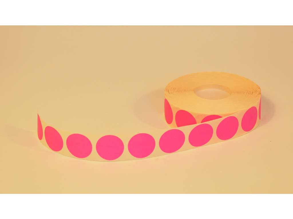 Etiketter Ø30mm pink neon