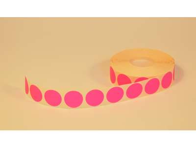 Etiketter Ø30mm pink neon