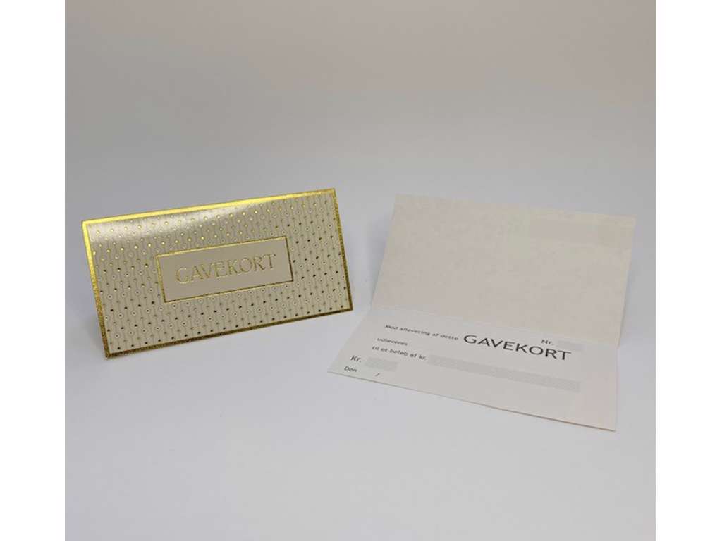 Gavekort med guldtryk - incl. konvolut. 10 stk. pr. pakke
