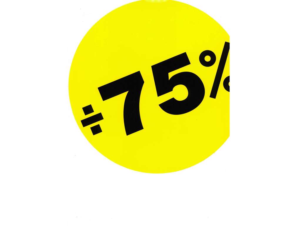 Udsalgsetiketter ø 20cm 75% gul