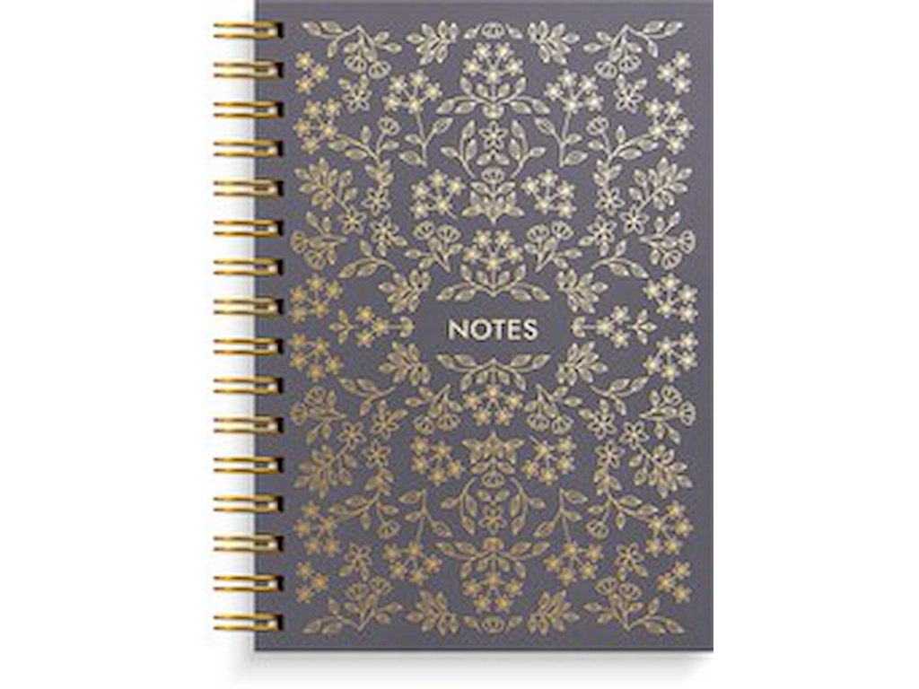 Notesbog A5 Black flower spiralryg