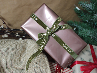 Velvet ribbon God Jul olive green 16mmx20m