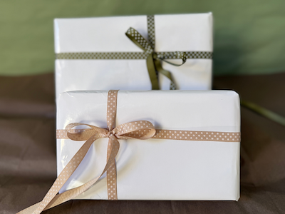 Silkebånd m. prikker sand 10mmx91m