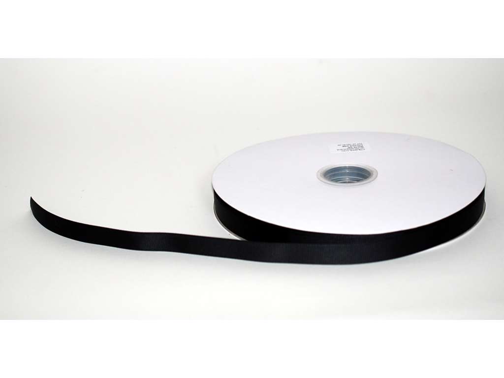 Silkebånd 16mm rillet Sort