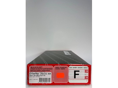 Etiketter 26x16 neon rød frost Wave 36 rl.