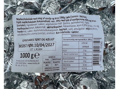 Chocolates with filling - vanilla crunch 1 kg