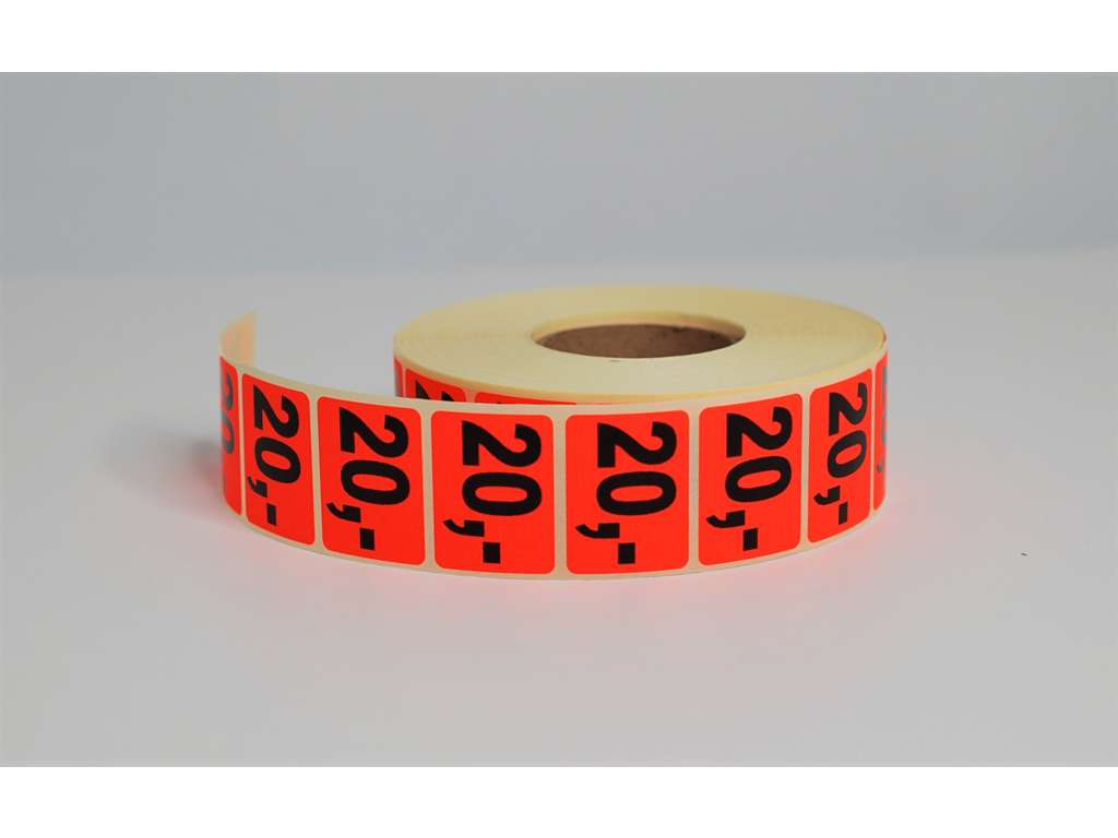 Etiketter 4/1 (31x23,4mm) neon rød 20,-
