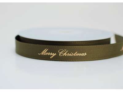 Oliven grønt julebånd 13mm x 20 meter