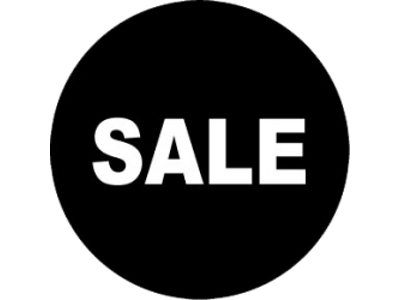 Etiketter Ø20 cm SALE sort med hvidt tryk