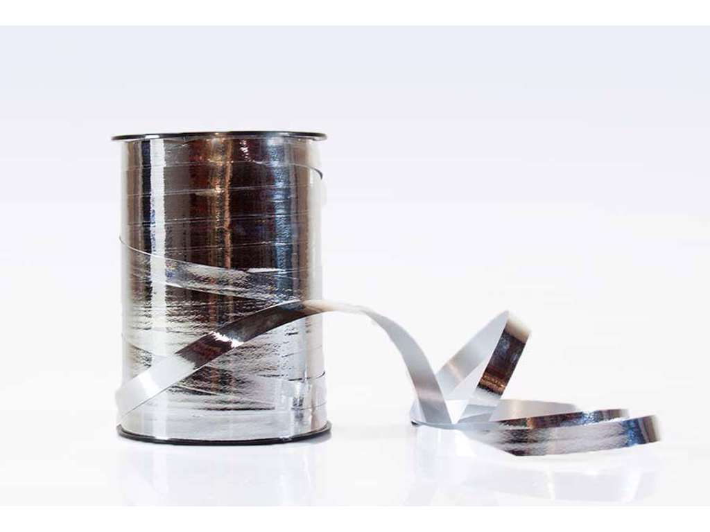 Gavebånd metallic 10mm sølv