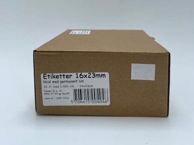 Etiketter 16x23mm hvid perm. 10 rl. a 1.000 stk. ( 5328)