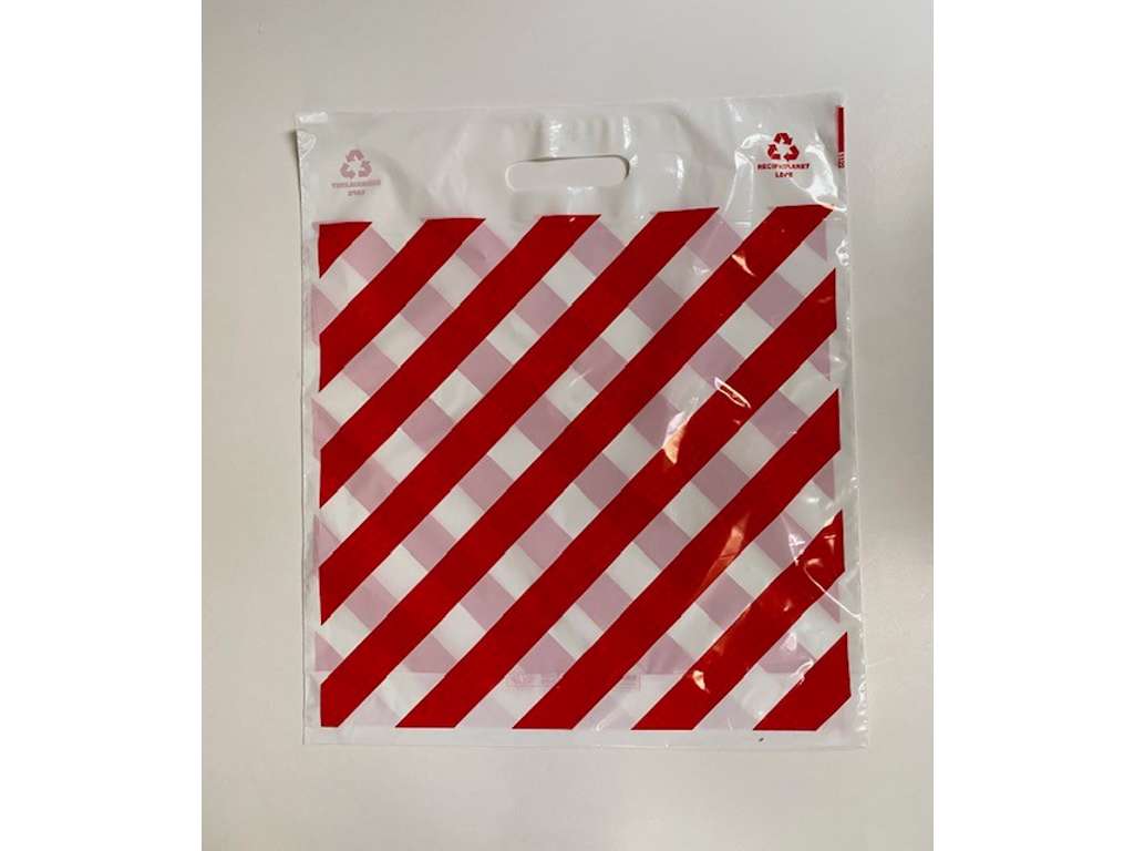 Bærepose stribet rød/hvid 40x45/5cm