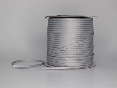 Silkebånd 3mm rillet sølv - 325m pr. rulle