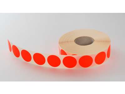 Etiketter Ø30mm rød neon
