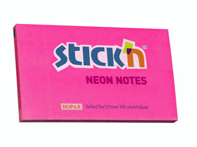 Memoblok 76x127mm stick´n neon pink. 12 stk pr. pakke