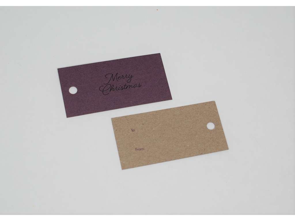 Til/fra mærke lilla 4x8cm (100 stk)