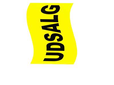 Udsalgsflag gul/sort 20x28,5cm