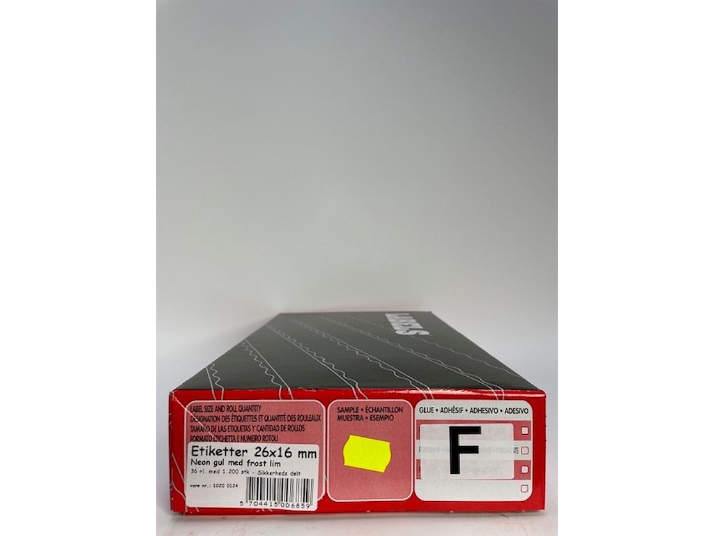Etiketter 26x16 neon gul frost 36 rl. - sikkerhedsdelt
