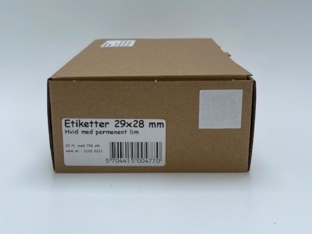 Etiketter 29x28 hvid permanent lim - 10 rl.