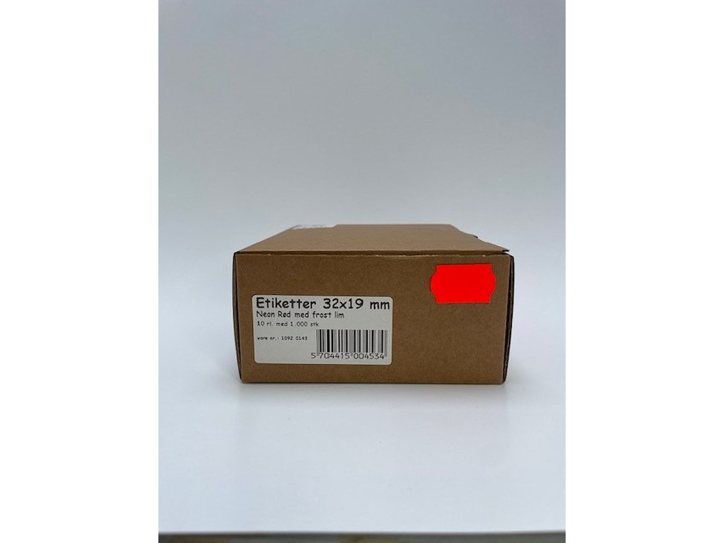 Etiketter 32x19 neon rød frost - 10 rl.