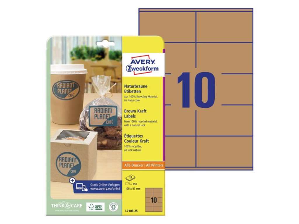 Avery etiketter L7108-25 105x57mm