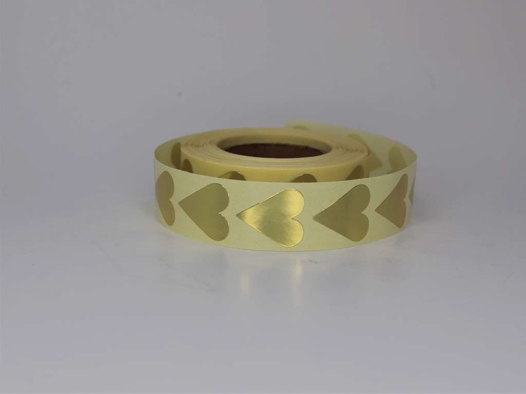 Små hjerteetiketter guld 19x24 mm 1000 stk