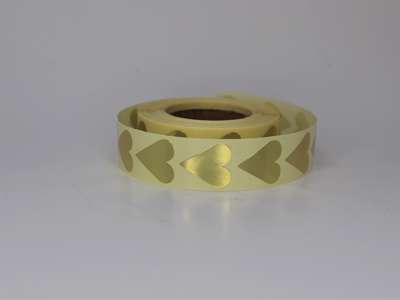 Små hjerteetiketter guld 19x24 mm 1000 stk