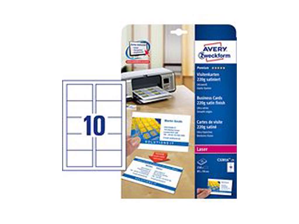 Avery visitkort laser  satin 220 g/m²