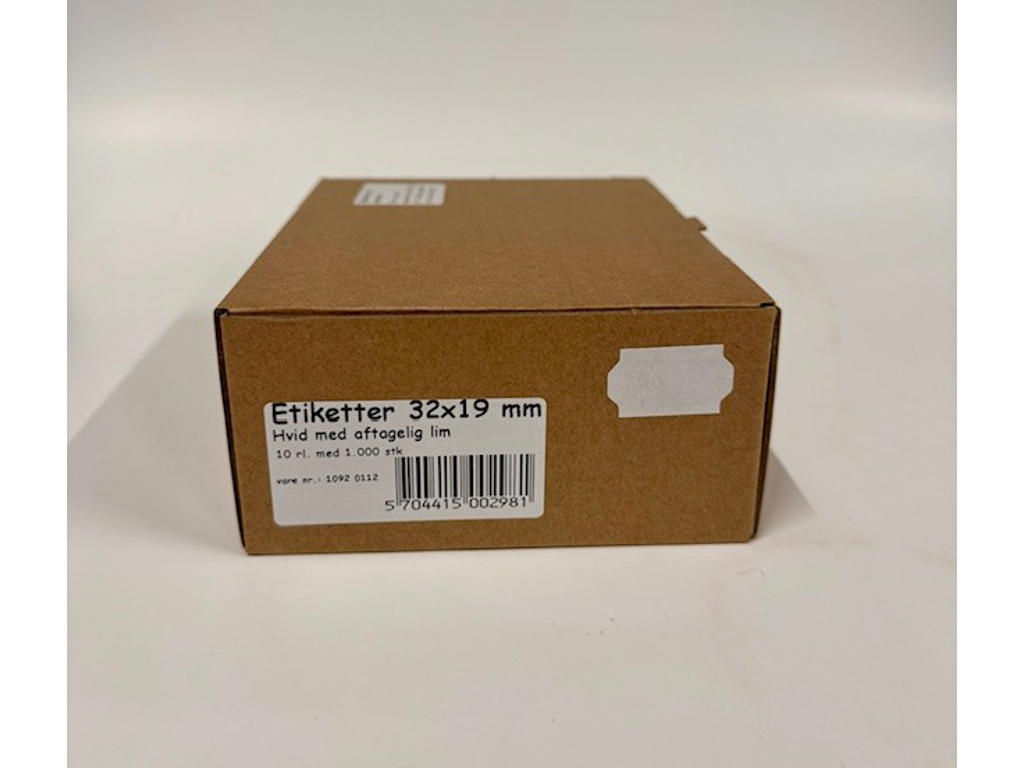 Etiketter 32x19mm hvid aftagelig - 10 rl.
