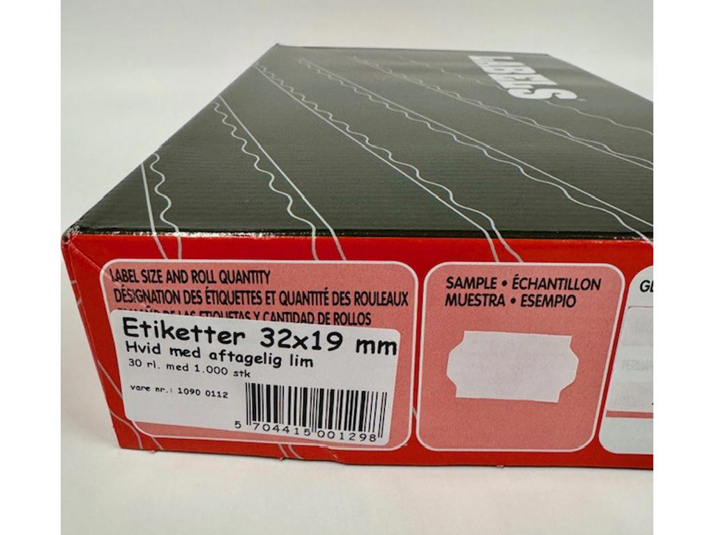 Etiketter 32x19mm hvide aftagelige - 30 rl.