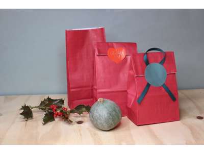 Block bottom bags Red 12x7.5x24cm (100 pcs)