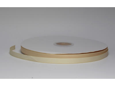 Silkebånd 9mm rillet cream 91m