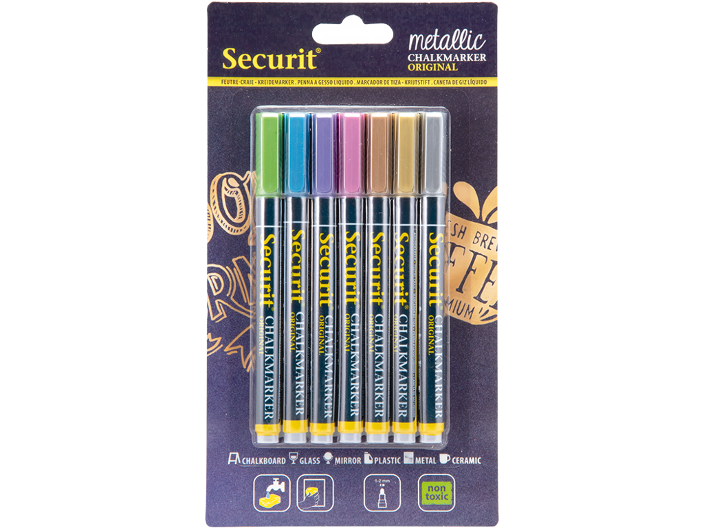 Securit Kridtmarker 7 stk Metallic