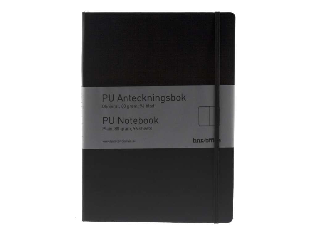 Notesbog A4 sort  -  Ulinieret