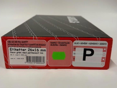 Labels 26x12mm neon green - 36 rolls.