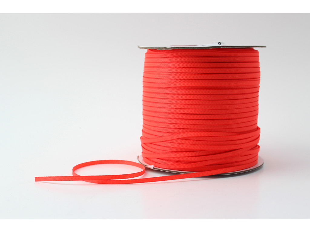 Silkebånd 3mm rillet neon orange 325m