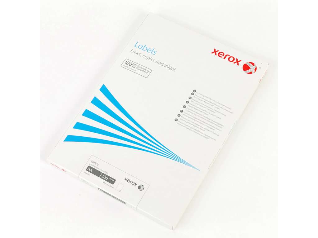 Etiketter Xerox 64,6x33,8mm.  24 stk/ark 100 ark A4 i æske
