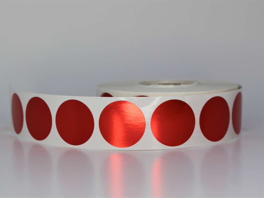 Etiketter Ø30mm metallic rød - 2000 stk. pr. rulle