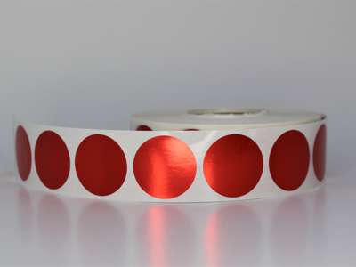Etiketter Ø30mm metallic rød - 2000 stk. pr. rulle