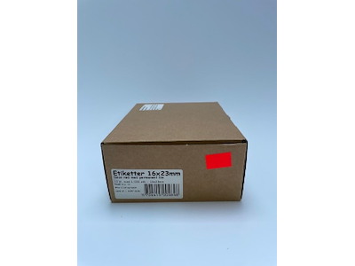 Etiketter 16x23 neon rød m/ perm. lim- 10 rl. m/ 1.000 stk.