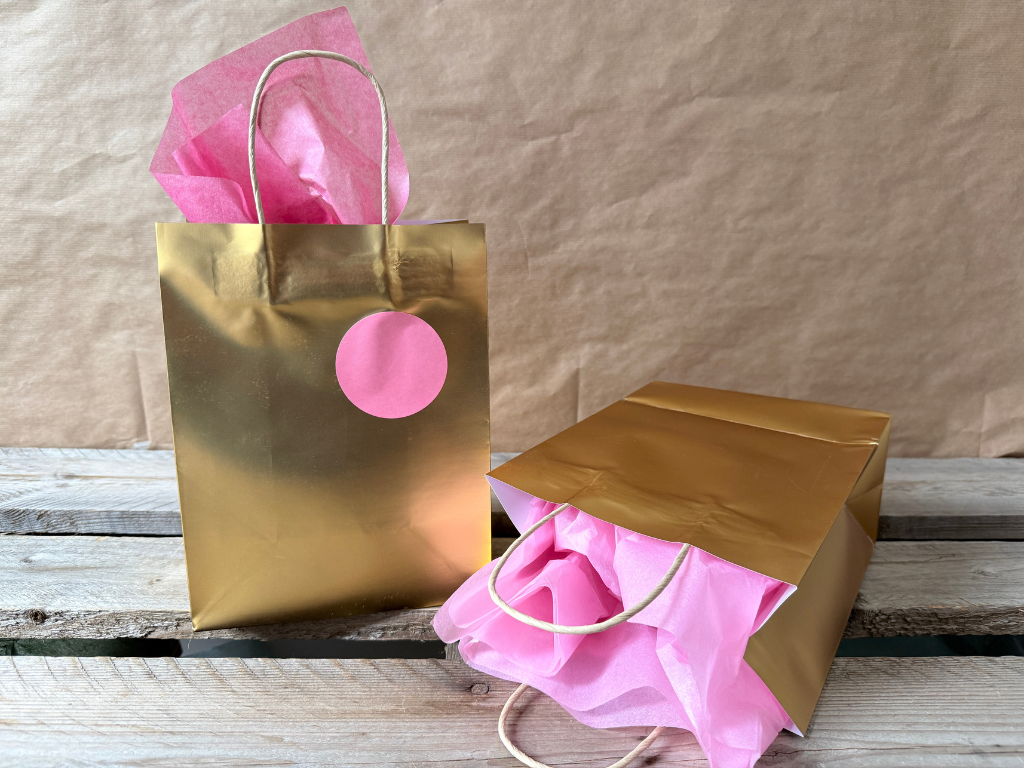 Guld gavepose 17x10x23 cm - 6 stk.