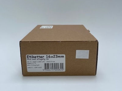 Etiketter 16x23mm hvid m/ aftagelig lim - 10 rl.