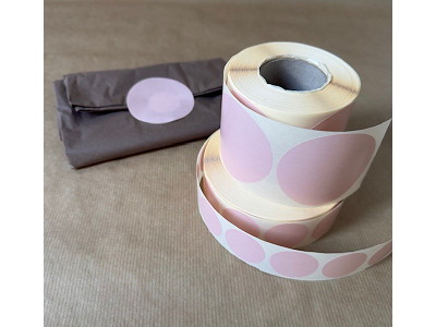 Etiketter Ø63mm Rosa/nude 500 stk pr. rulle