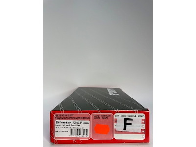 Etiketter 32x19 neon rød m/ frostlim og sikkerheds delt. - 30 rl.