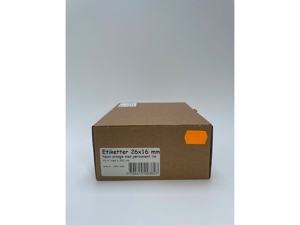 Etiketter 26x16 neon orange perm. lim - 12 rl.