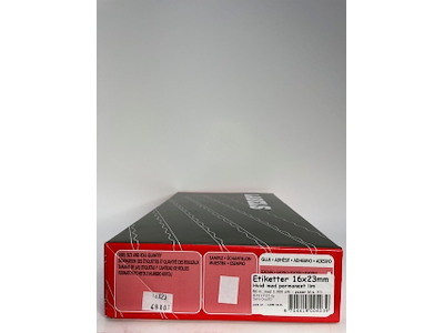 Etiketter 16x23mm hvid perm. 50 rl. m/ 1.000 stk.