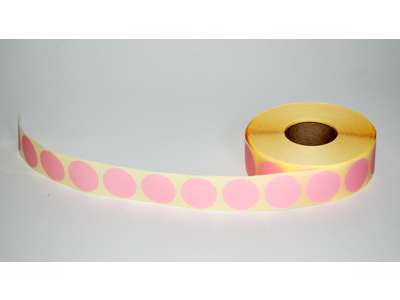 Etiketter Ø30mm rosa. Mat overflade