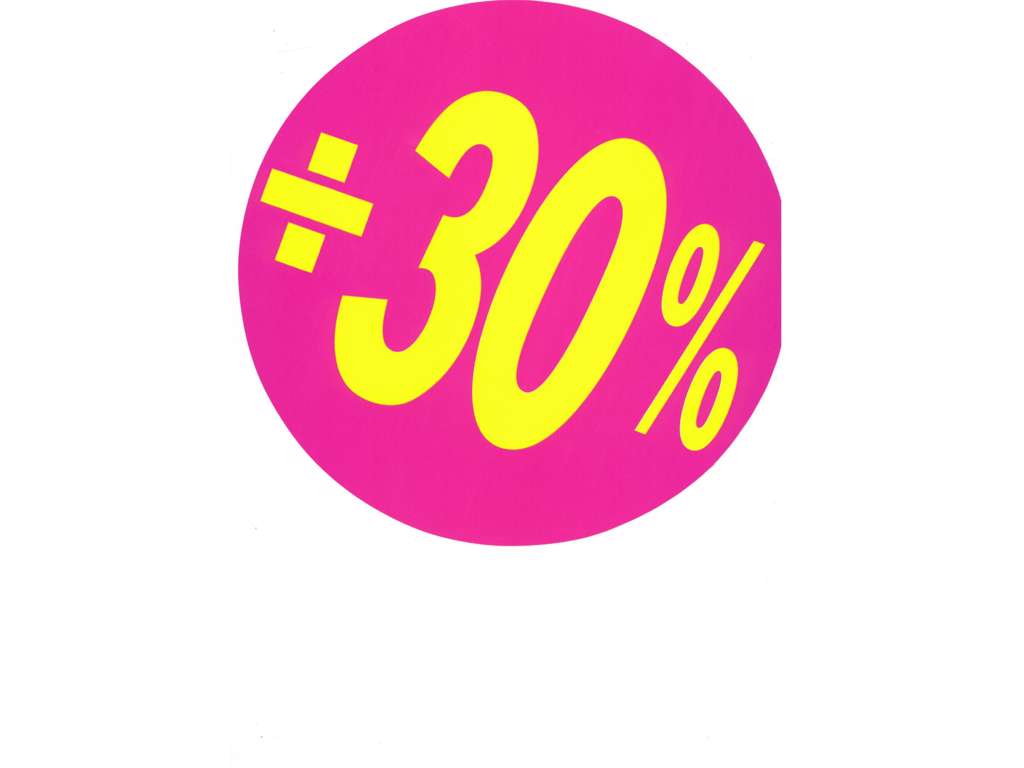 Udsalgsetiketter ø20cm 2 30% 2 farvet