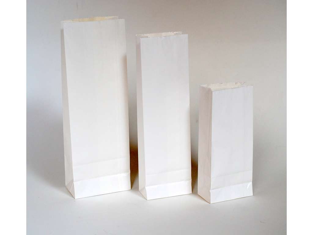 Kaffepose . Tepose hvid  500 grams pose - 100x60x295mm 