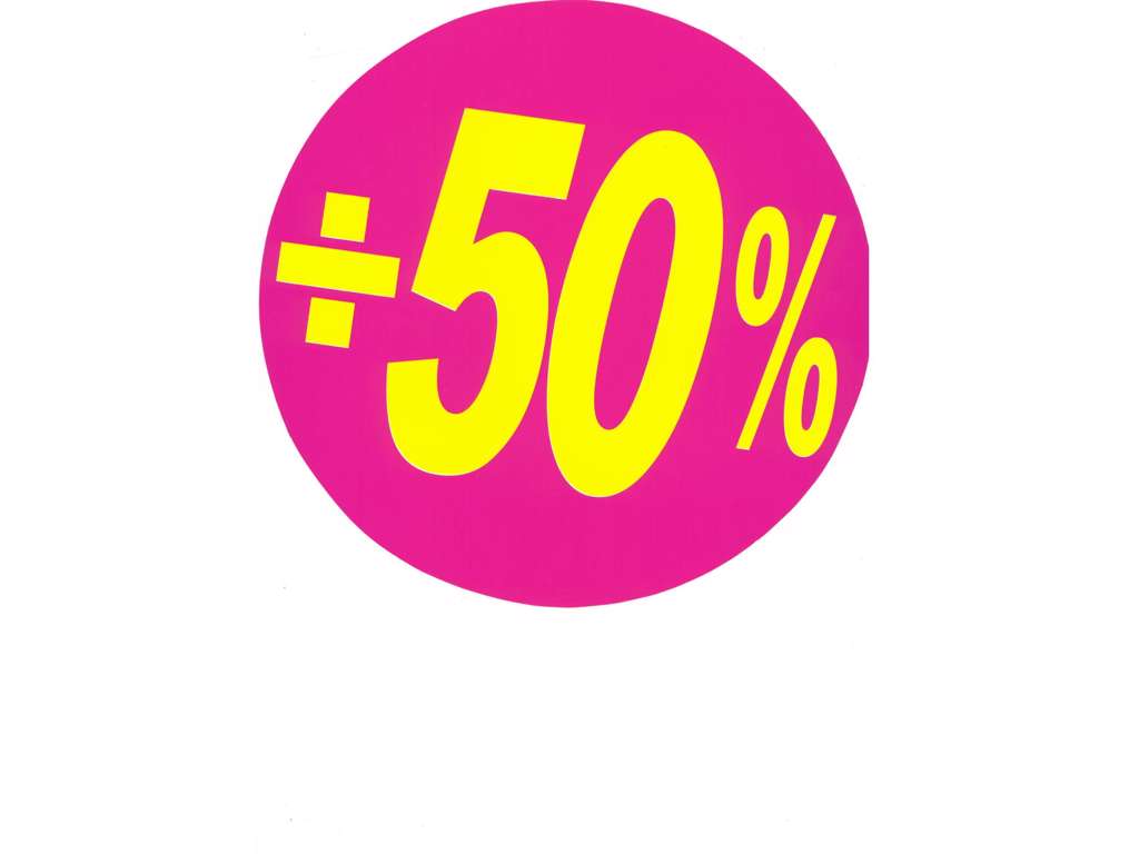 Udsalgsetiketter ø20cm 2 50% 2 farvet